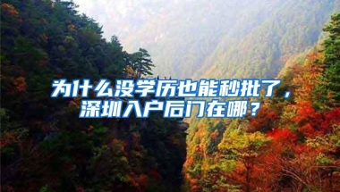 为什么没学历也能秒批了，深圳入户后门在哪？