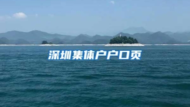 深圳集体户户口页
