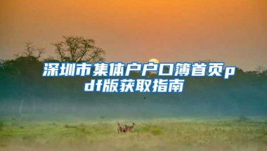 深圳市集体户户口簿首页pdf版获取指南