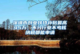 深圳市创业扶持补贴最高45万，不分行业不考核纳税都能申请