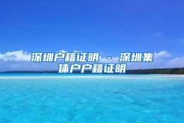 深圳户籍证明 - 深圳集体户户籍证明