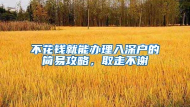 不花钱就能办理入深户的简易攻略，取走不谢