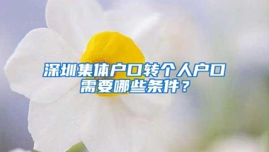 深圳集体户口转个人户口需要哪些条件？