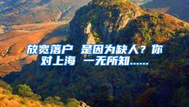 放宽落户 是因为缺人？你对上海 一无所知......