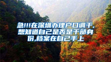 急!!!在深圳办理户口调干,想知道自己是否是干部身份,档案在自己手上
