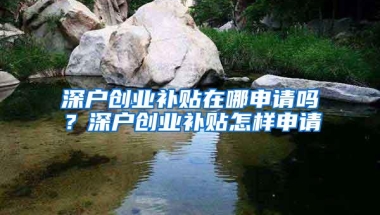 深户创业补贴在哪申请吗？深户创业补贴怎样申请