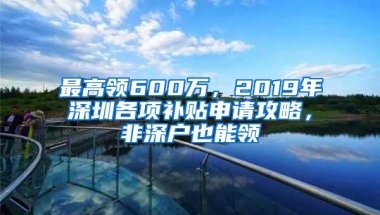 最高领600万，2019年深圳各项补贴申请攻略，非深户也能领