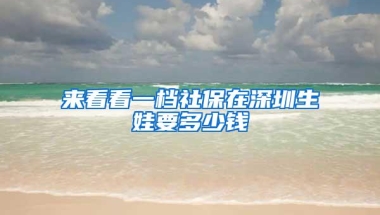 来看看一档社保在深圳生娃要多少钱