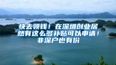 快去领钱！在深圳创业居然有这么多补贴可以申请！非深户也有份