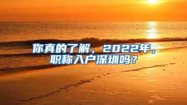 你真的了解，2022年，职称入户深圳吗？