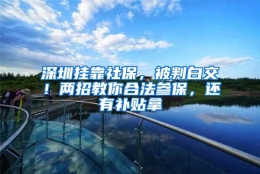 深圳挂靠社保，被判白交！两招教你合法参保，还有补贴拿