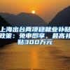 上海出台两项稳就业补贴政策：免申即享、最高补贴300万元
