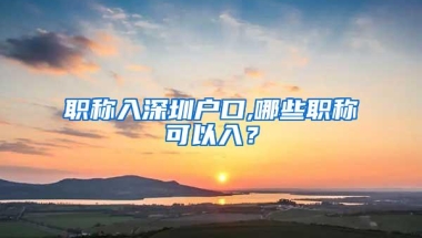 职称入深圳户口,哪些职称可以入？
