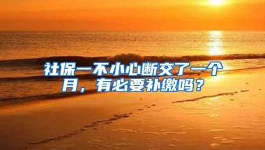 社保一不小心断交了一个月，有必要补缴吗？