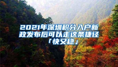 2021年深圳积分入户新政发布后可以走这条捷径「快又稳」