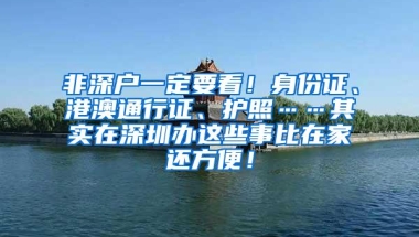 非深户一定要看！身份证、港澳通行证、护照……其实在深圳办这些事比在家还方便！