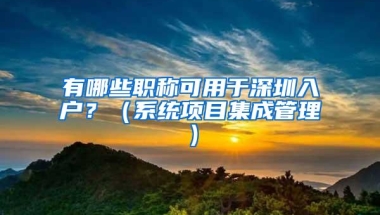 有哪些职称可用于深圳入户？（系统项目集成管理）
