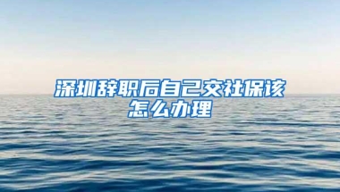 深圳辞职后自己交社保该怎么办理