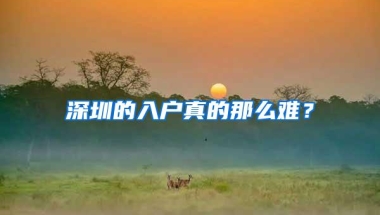 深圳的入户真的那么难？