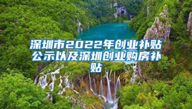 深圳市2022年创业补贴公示以及深圳创业购房补贴