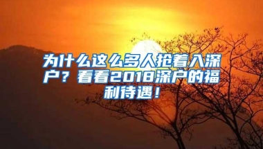 为什么这么多人抢着入深户？看看2018深户的福利待遇！