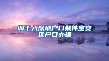 调干入深圳户口条件宝安区户口办理