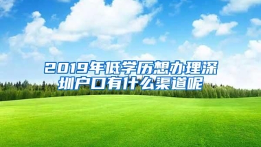2019年低学历想办理深圳户口有什么渠道呢