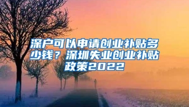 深户可以申请创业补贴多少钱？深圳失业创业补贴政策2022