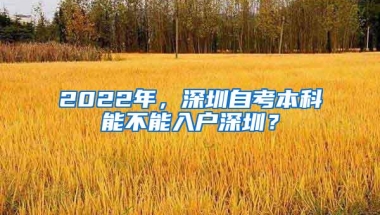 2022年，深圳自考本科能不能入户深圳？