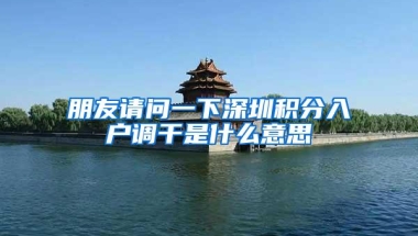 朋友请问一下深圳积分入户调干是什么意思