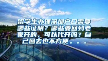 留学生办理深圳户口需要哪些证明？哪些要回到老家开的，可以代开吗？自己回去也不方便。。。