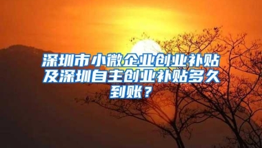 深圳市小微企业创业补贴及深圳自主创业补贴多久到账？