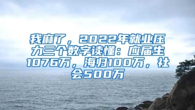 我麻了，2022年就业压力三个数字读懂：应届生1076万，海归100万，社会500万