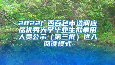 2022广西百色市选调应届优秀大学毕业生拟录用人员公示（第三批）进入阅读模式