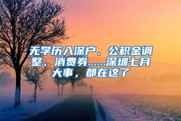 无学历入深户、公积金调整、消费券......深圳七月大事，都在这了