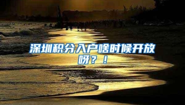 深圳积分入户啥时候开放呀？！