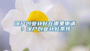 深户创业补贴在哪里申请？深户创业补贴条件