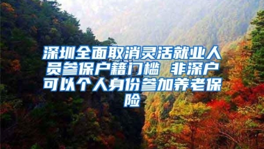 深圳全面取消灵活就业人员参保户籍门槛 非深户可以个人身份参加养老保险