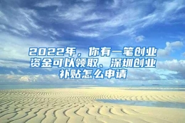 2022年，你有一笔创业资金可以领取、深圳创业补贴怎么申请