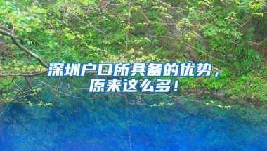 深圳户口所具备的优势，原来这么多！