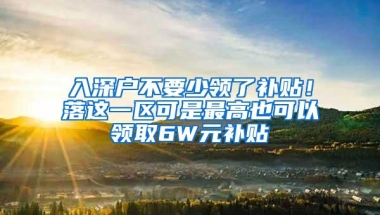 入深户不要少领了补贴！落这一区可是最高也可以领取6W元补贴