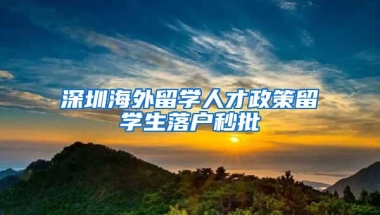 深圳海外留学人才政策留学生落户秒批