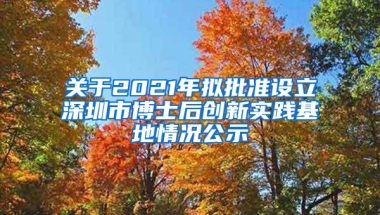 关于2021年拟批准设立深圳市博士后创新实践基地情况公示