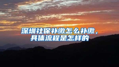 深圳社保补缴怎么补缴，具体流程是怎样的