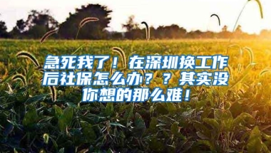 急死我了！在深圳换工作后社保怎么办？？其实没你想的那么难！