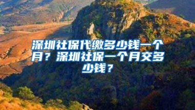 深圳社保代缴多少钱一个月？深圳社保一个月交多少钱？