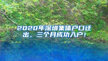 2020年深圳集体户口迁出，三个月成功入户！