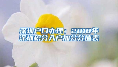 深圳户口办理：2018年深圳积分入户加分分值表