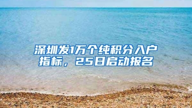 深圳发1万个纯积分入户指标，25日启动报名