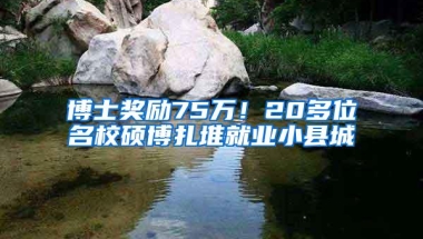 博士奖励75万！20多位名校硕博扎堆就业小县城